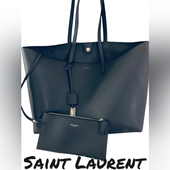 SAINT LAURENT•TOTE BAG W/WALLET•GRAY•NWOT - Picture 5 of 16